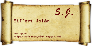 Siffert Jolán névjegykártya