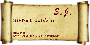 Siffert Jolán névjegykártya